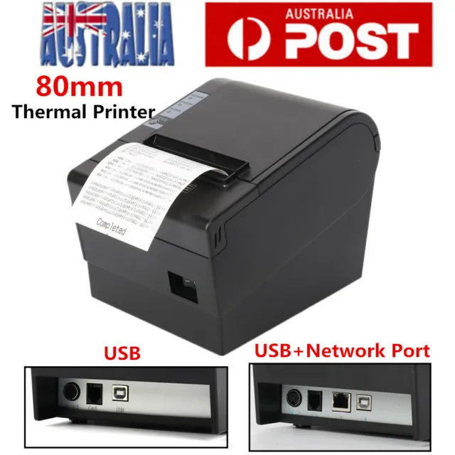 80mm Thermal Receipt POS Printer Auto Cutter ESC/POS Print USB+Network Port