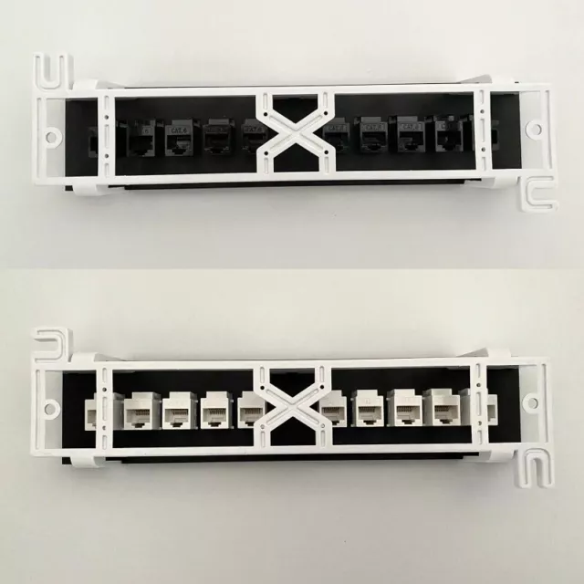 10 Port CAT6 RJ45 Pass-Thru Panel with Mounting Bracket for Keystone Jacks