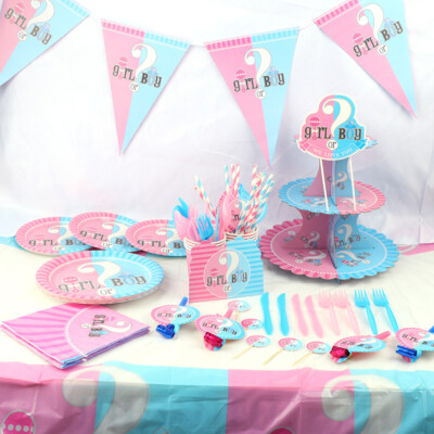 SESSO rivelare Baby Shower Festa Decorazioni Striscioni stoviglie unisex Blu Rosa 