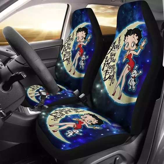 Cute Betty Boop Love You To The Moon Car Seat Covers (set of 2)