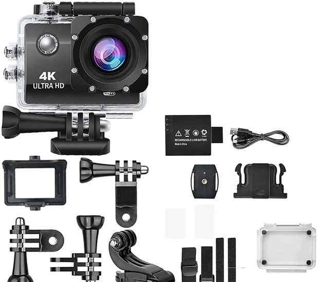 Caméra d'action 4K 24 MP 4K HD WiFi sous-marine étanche vélo moto casque V