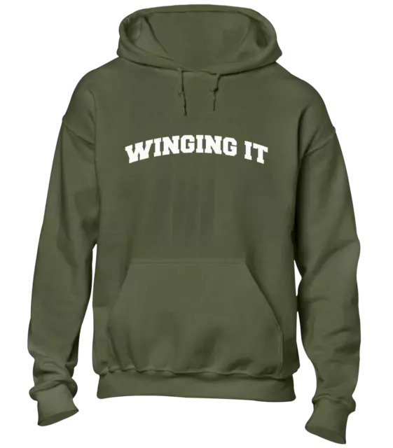 Winging It Hoody Hoodie Cool Printed Slogan Design Top Funny Joke Gift Idea New