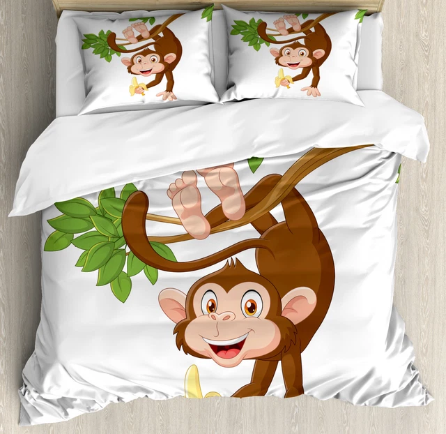 Dessin animé Housse de Couette Singe avec Bananier