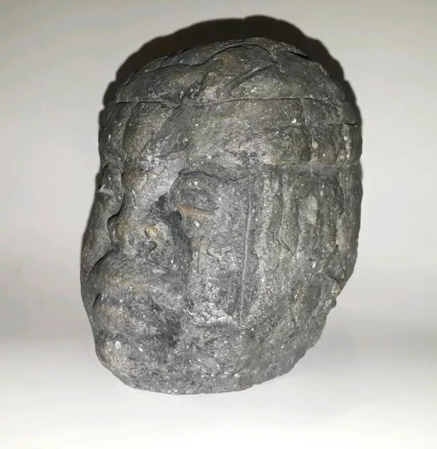 Olmec Carved Stone Pre Columbian Antique Colossal Head Sculpture Boulder