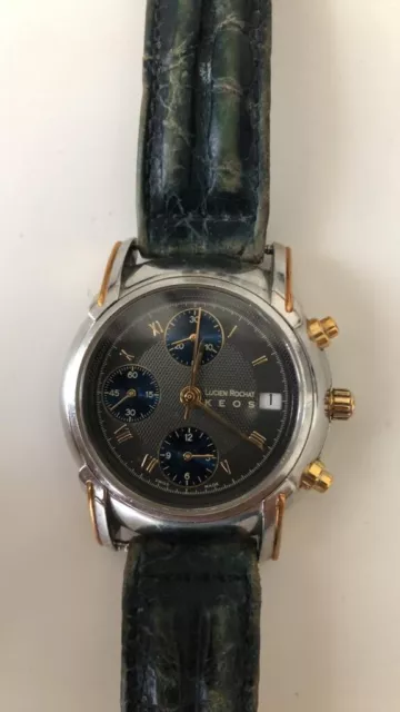 Splendido orologio cronografo Lucien Rochat Keos in acciaio e oro.