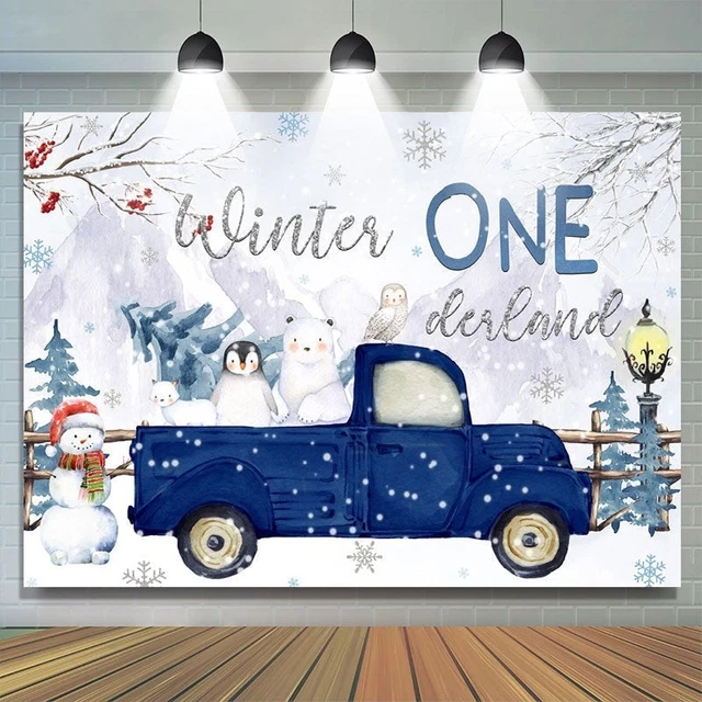 Winter Onederland Truck Round 1st Birthday Backdrop