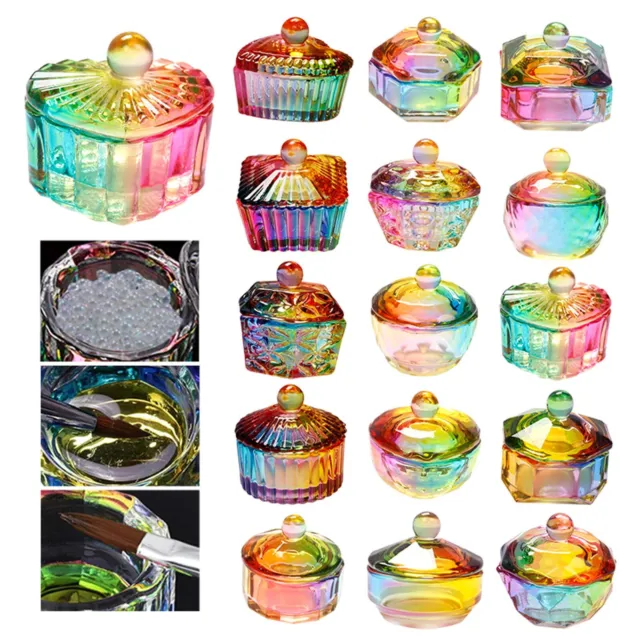 Put Nail Decoration Cup Dazzling Crystal Cup With Lid Glass Crystal Cup Color
