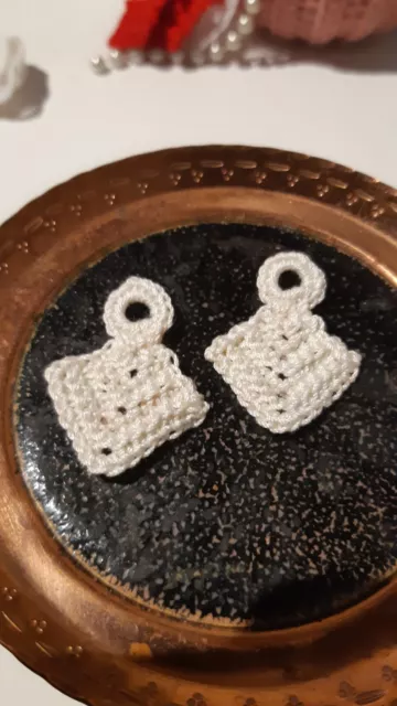 Topflappen mini Gr.2 x 2cm für die Puppenstube  Cremweiss