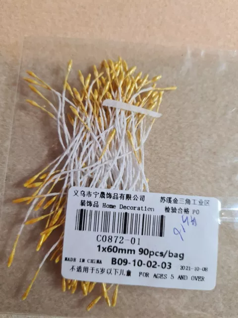 90pcs deep yellow pearl double ended stamen. 1x60mm