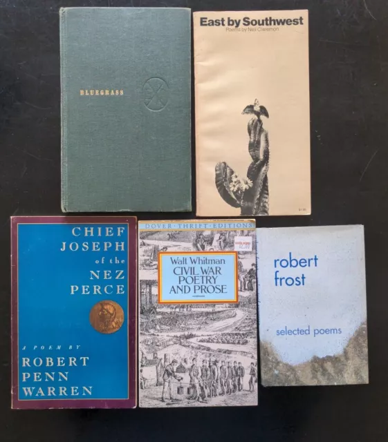 Poetry Lot 5 Vintage PB + HC Books- Frost, Warren, Whitman, Kennelly, Claremon
