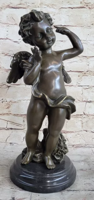 Bronze Sculpture Bouncy Happy Cherub Angel by Moreau French Decor Figurine Deal