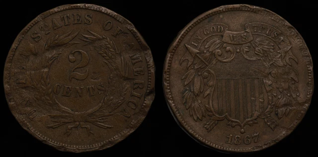 1867 US 2 cent coin