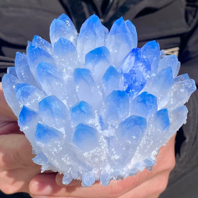 1.23LB  New Find Blue Phantom Quartz Crystal Cluster Mineral Specimen Healing.