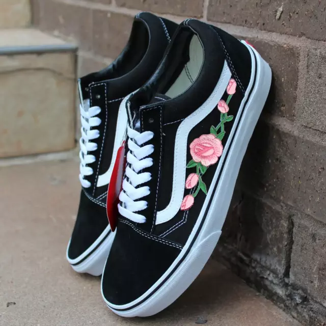 CUSTOM EMBROIDERED ROSE Vans Any Sizes Any Colour new Uk 100 Genuine Vans 84.99 PicClick UK