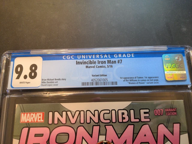 Invincible Iron Man 7 CGC 9.8 - 2016 1st Appearance Riri Women of Power Variant 2