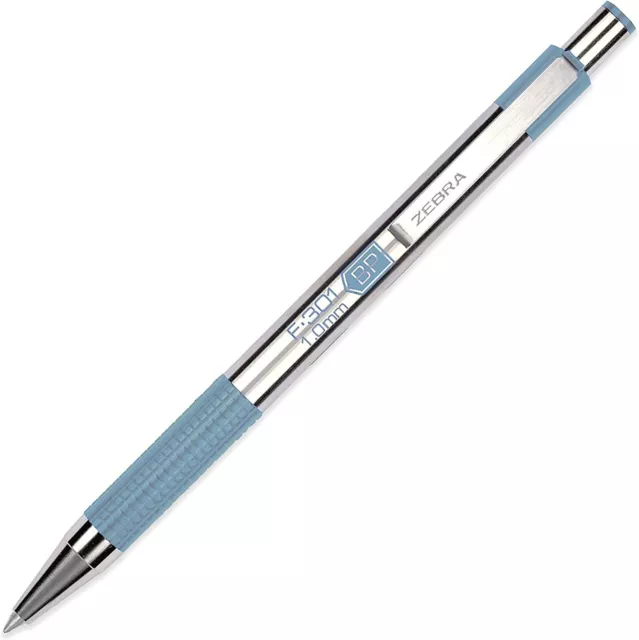 Zebra F-301 Stainless Steel Retractable Ballpoint Pen - 1.0mm Medium Nib - Past