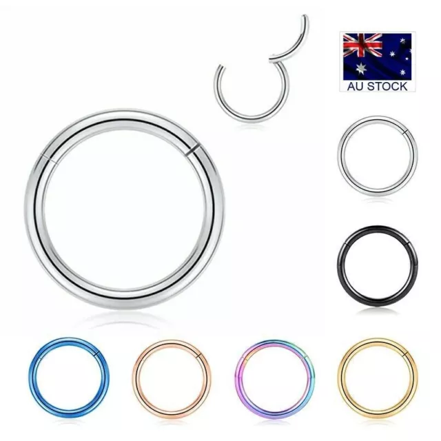 Surgical Steel Hinged Segment Hoop Ring Sleeper Lip Ear Nose Body Piercing 1PC