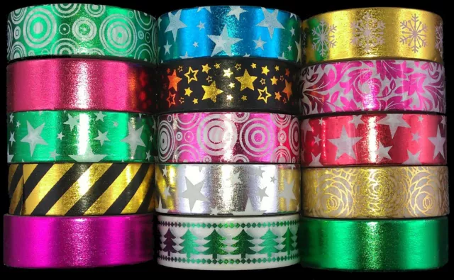 (0,23 €/ Meter) 1 Rolle Washi Tape Klebeband 15 mm x 10 Meter Weihnachten