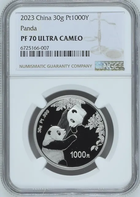 China 2023 1000 Yuan 30 Gram Platinum Panda Proof Coin NGC PF70 Ultra Cameo