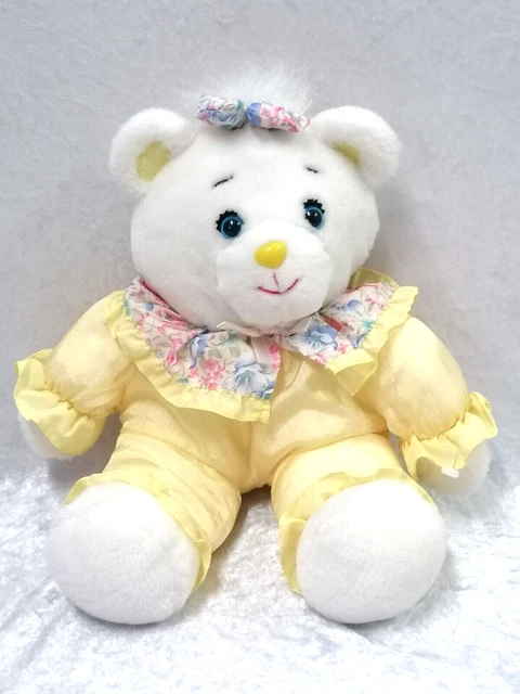 RARE Vintage Peluche doudou Style PUFFALUMP Ours jaune par  WELL MADE 35cm -B6