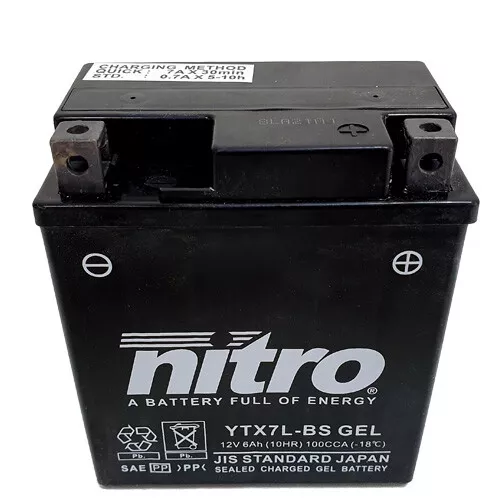Motorrad Batterie Nitro NTX7L GEL geschlossen, 12V|6Ah|CCA:100A (114x71x131mm)