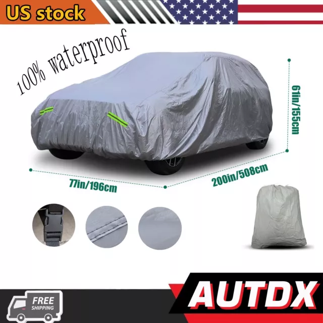 190"-200" Full Car Cover Waterproof Sun UV Snow Dust Rain Resistant Protection