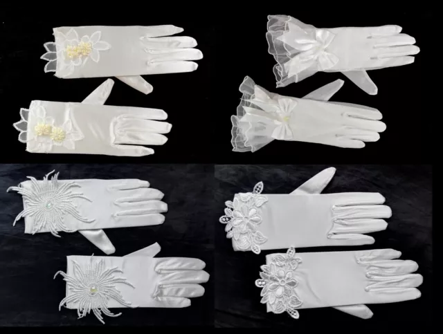 Ladies Short Wrist Ivory Satin Gloves Wedding/evening/Party/Prom