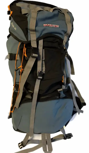 JANSPORT Internal Frame CASCADE 60 L Backpack Grey Blue Padded Hip Belt Large