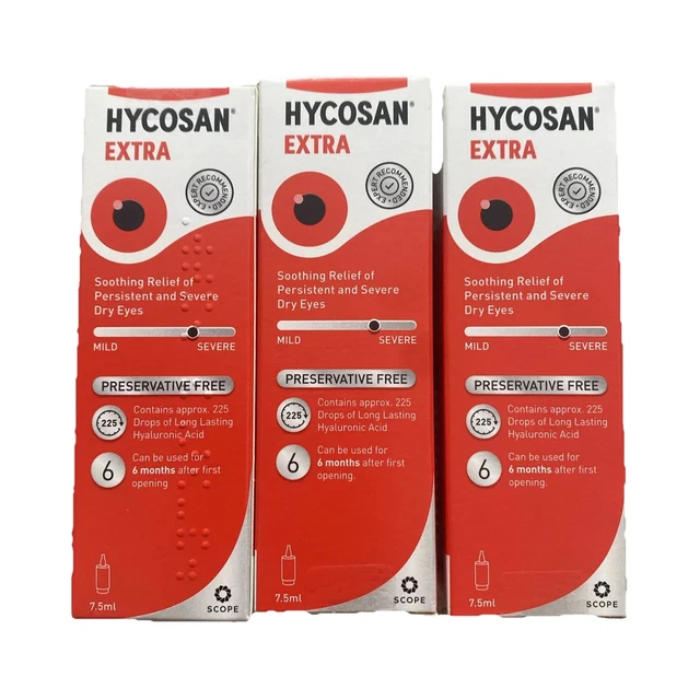 HYCOSAN EXTRA PRESERVATIVE-FREE Lubricating Eye Drops 7.5ml x 3 Pk ...