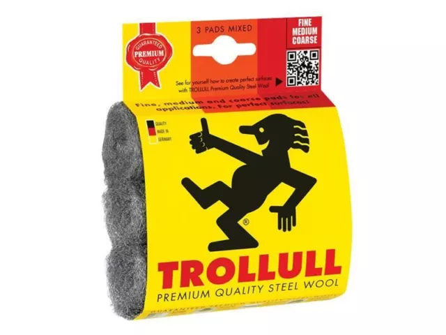 Trollull - Steel Wool Pads, Assorted Grades (Pack 3)