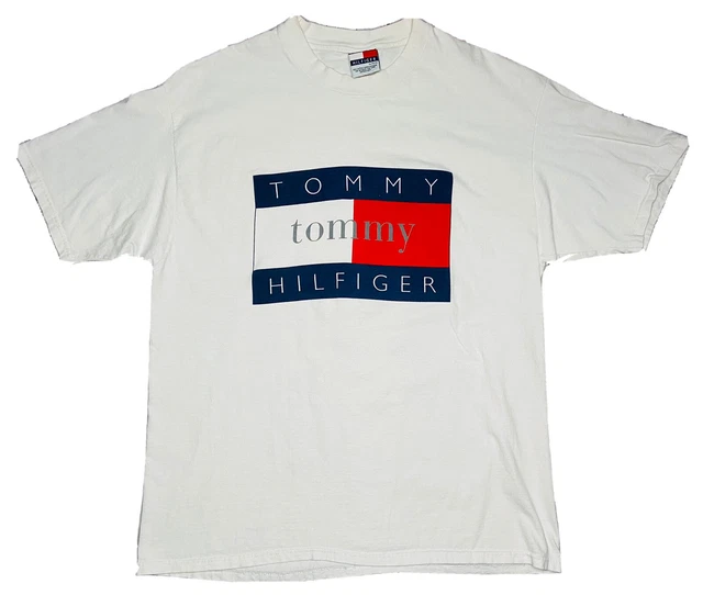 *VINTAGE* TOMMY HILFIGER 90s American Fragrance Men White Shirt; Made