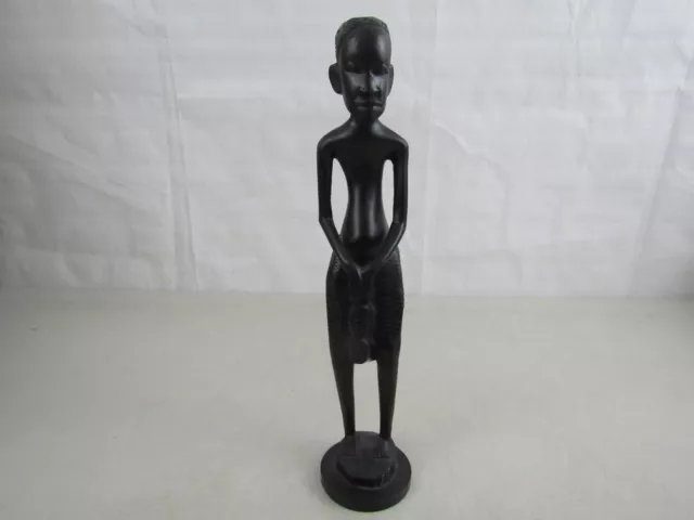 Hand Carved Wooden Figurine of a Man Playing Drums 13" Tall-Made In Tanzania
