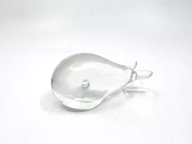 Vintage Clear Glass Whale Paperweight Desktop Accessory Nautical Coastal Decor
