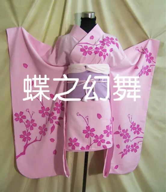 Japanese Traditional Pink Hand-painted Short Kimono Women Dress Cosplay Costume