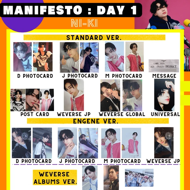 ENHYPEN NI-KI MANIFESTO : DAY 1 Photo card Enhypen Weverse Official