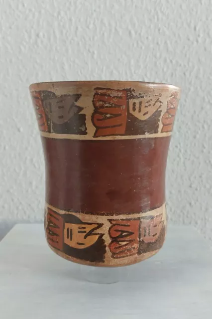 Pre Columbian painted Nazca Trophy Heads Cup Mug TL tested OriginalTestDocument