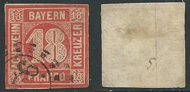 1861-62 Germania Antichi Stati Baviera Usato Cifra 18 K - G040