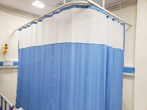 Polyester Curtain for Hospital ICU/Clinic/Ward Easy to Wash ( 4 X 7 ft ) ( Blue)
