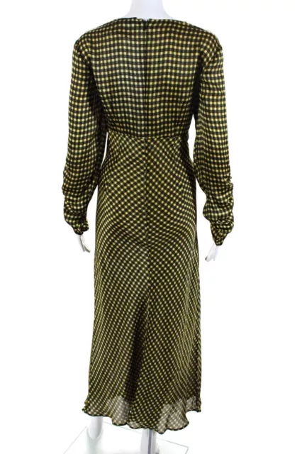 The Fifth Label Women's Checkered Long Sleeve V Neck Midi Dress Yellow Size L 3