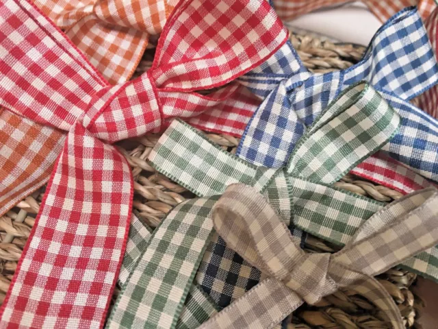 Natural Country Gingham Ribbon by Berisfords UK Choice of Colour Width  Length