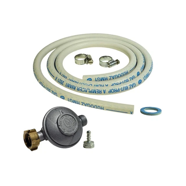 Kit connexion gaz complet pour réchauds gaz Tuyau souple Ø 6 x 12 L: 1.50m + Emb