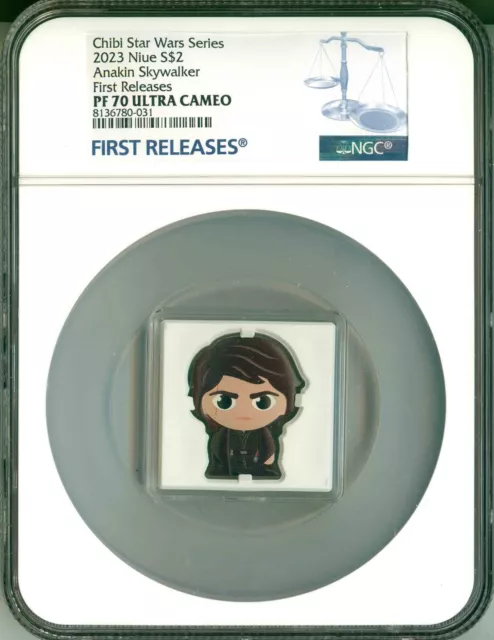 2023 Niue S$2 Chibi Star Wars Series Anakin Skywalker FR NGC PF70 UC Box COA OGP