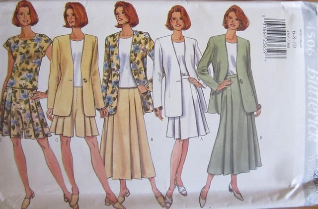 4506 Vintage Butterick SEWING Pattern Misses Jacket Skirt Culottes UNCUT OOP SEW
