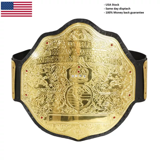Big Gold World Heavy Weight Wrestling Belt Championship Title Belt Adult Replica
