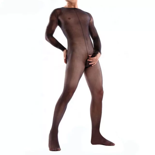 Hommes Body Pur Nylon-Bodystocking Suspensoir sous-Vêtement Combinaison Lingerie