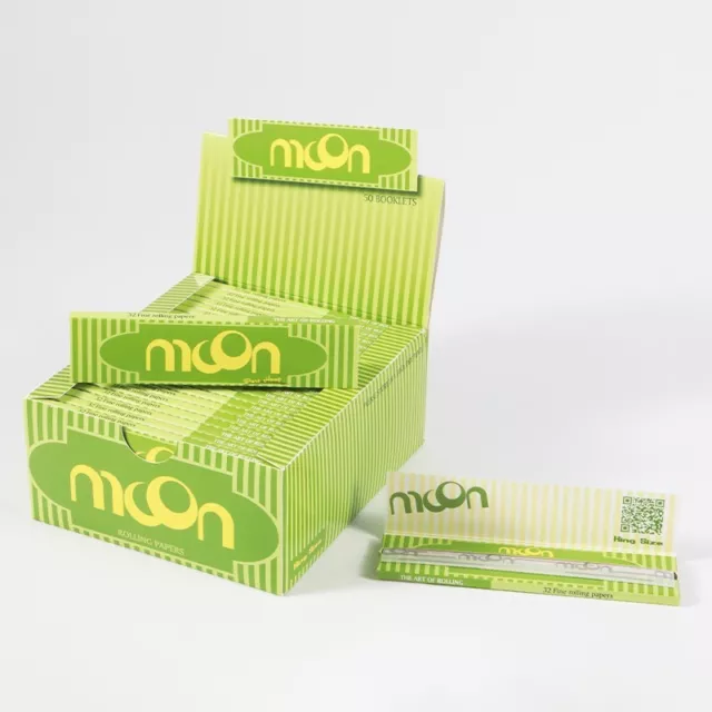 50 Booklets Moon Green Hemp  King Size Slim Cigarette Rolling Papers 108x45mm