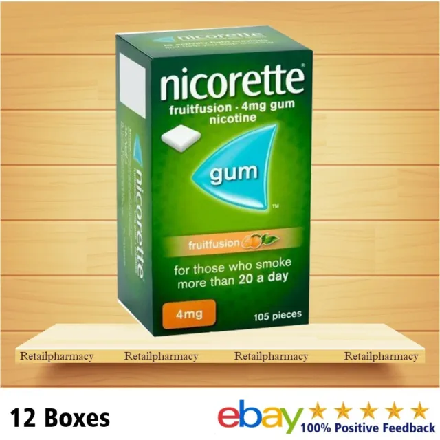 Nicorette Fruitfusion 4mg gum Pack of 105  JUMBO 12 Pack Expiry 02/2026