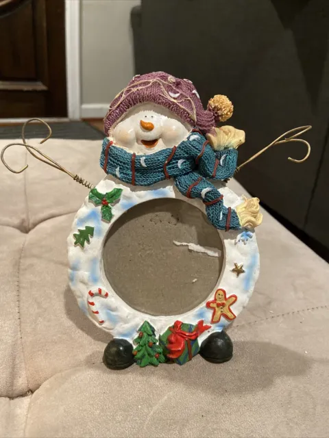 3D Snowman Frosty Frame  Metal Enamel Christmas Frame 3” Picture
