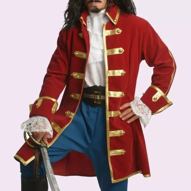 Men's Deluxe Pirate Jacket with Pockets Costume,Mens red pirate coat