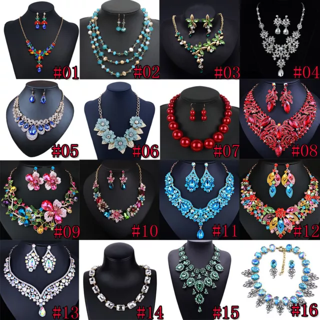 Fashion Women Jewelry Pendant Crystal Choker Chunky Statement Chain Bib Necklace 2